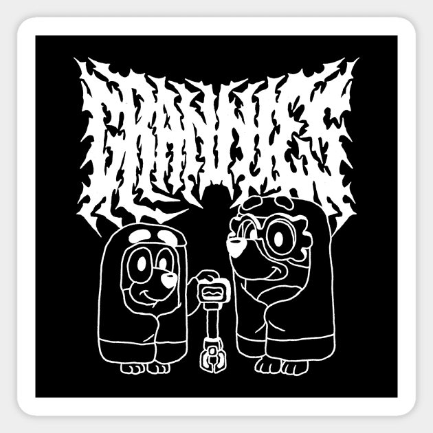 Death Metal Bluey Grannies Sticker by Saltyvibespage